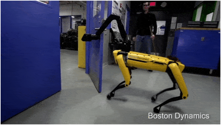 Boston Dynamics spotmini-roboter trekker lastebil