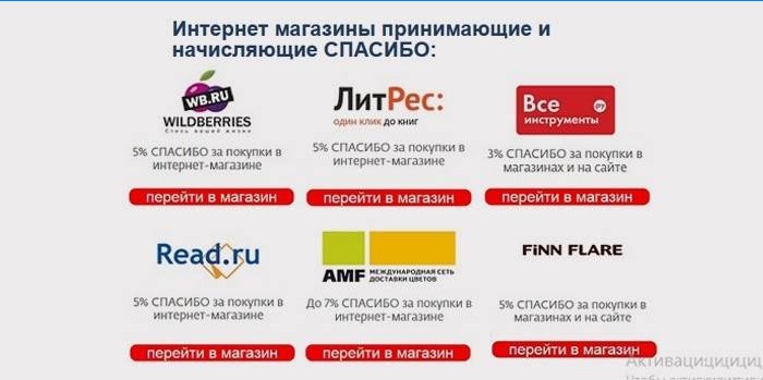 Butikker som tar imot takk fra Sberbank
