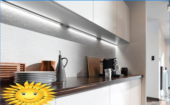 Hvor skal man henge LED-stripen for belysning på kjøkkenet