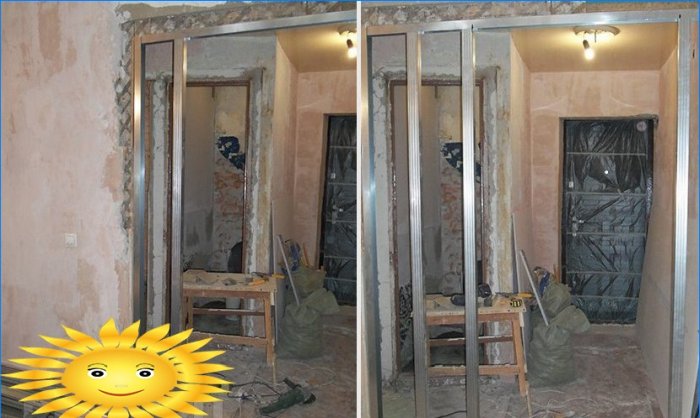 DIY-installasjon av en partisjon med en åpning under døren