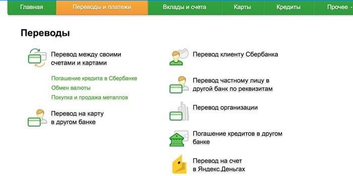 Pengeoverføring via Sberbank-Online