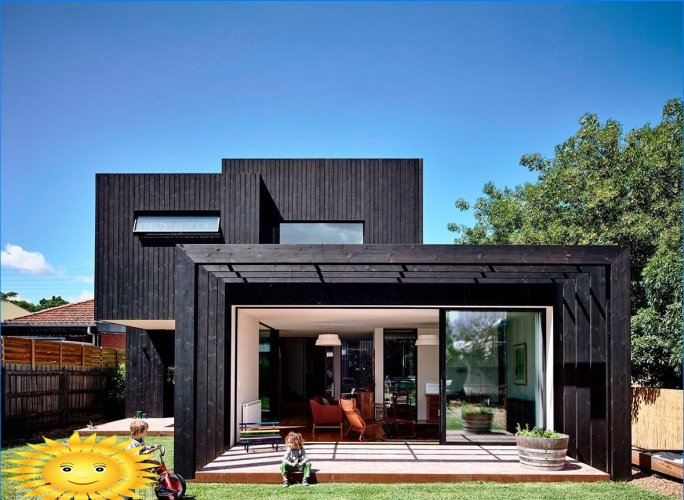 Hus med mørke fasader: eksempler, trekk, materialer