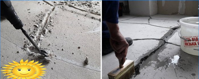 Reparasjon av sprekker i betonggulvet
