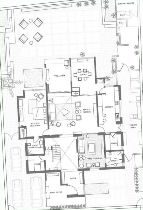 Plan diagram av et privat hus