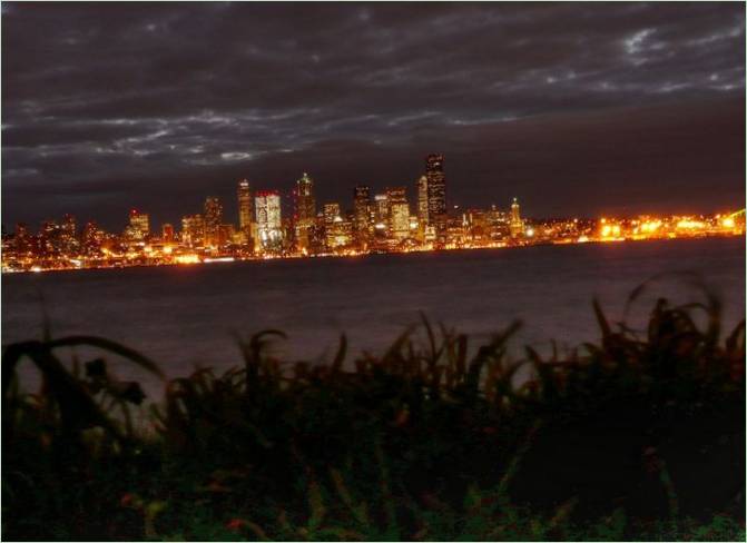 Utsikt Over Seattle om natten