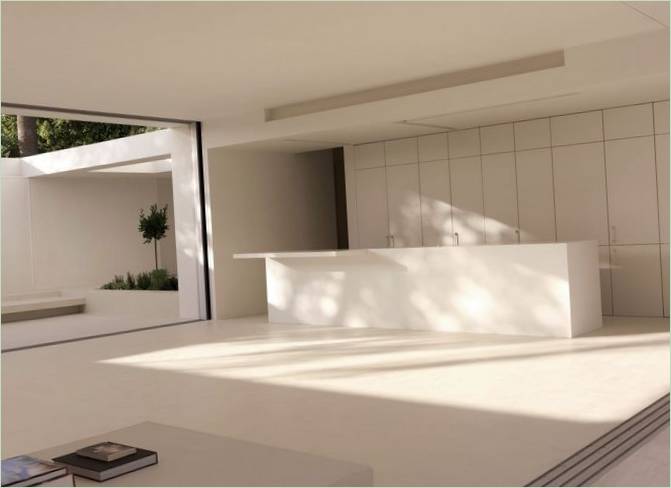 Hvitt kjøkken i minimalistisk stil