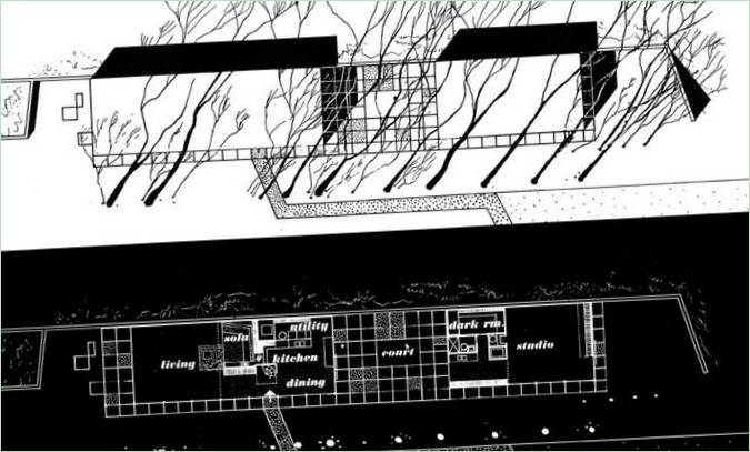 Eames house planløsning av Charles Og Ray Eames
