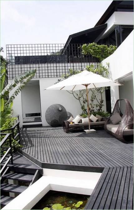 Terrasse På Villa Yin Hotell I Thailand