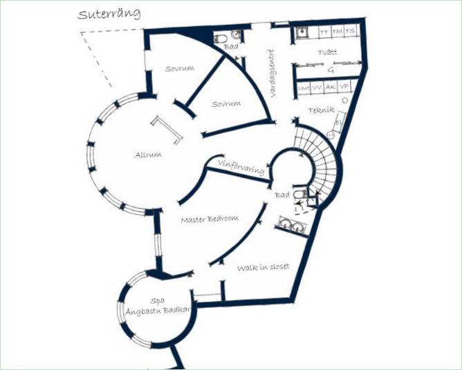 Plan diagram av et privat hus I Stockholm