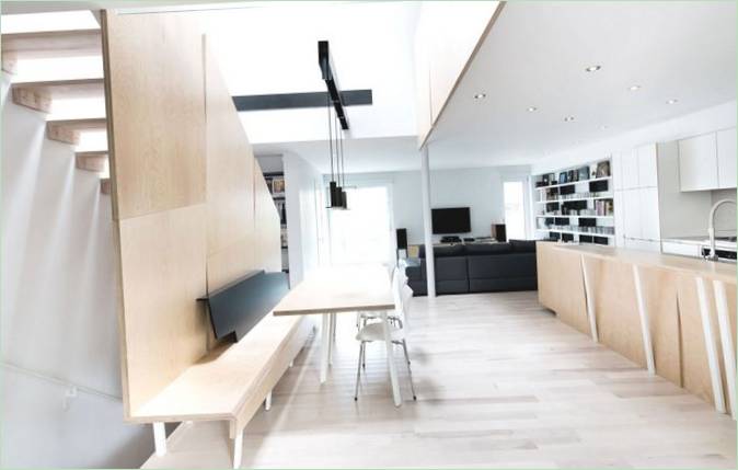 Interiøret i huset er Lajeunesse Residence-prosjektet fra utviklerne av naturehumaine I Montreal, Canada