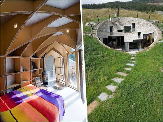 Design av et ovalt underjordisk hus I Sveits