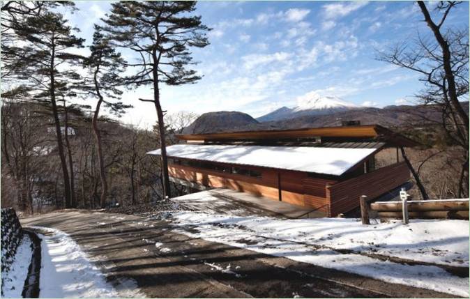Hus med utsikt Over Asama vulkanen