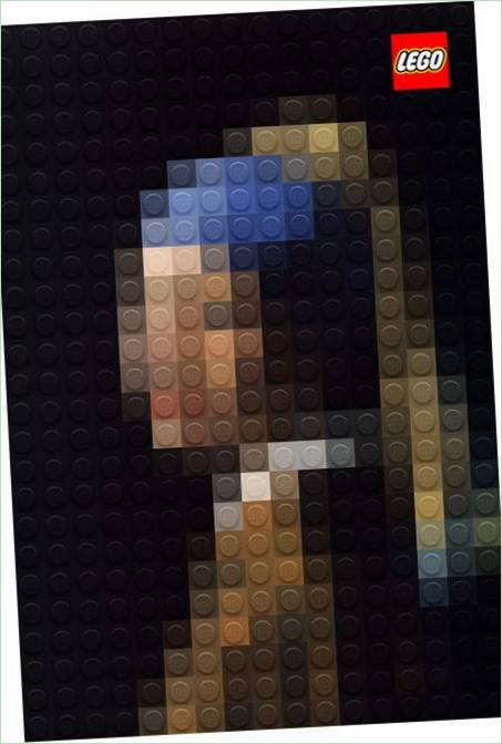 Maleri Av Johannes Vermeer-Jente Med En Perle laget AV LEGOKLOSSER