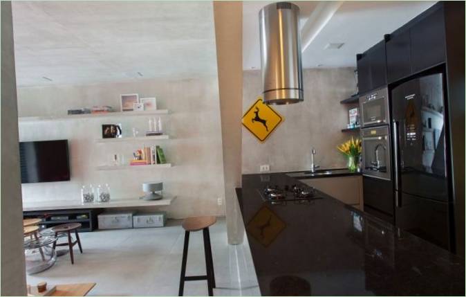 Betong i interiørdesign av en leilighet I Brasil: fantastisk interiør