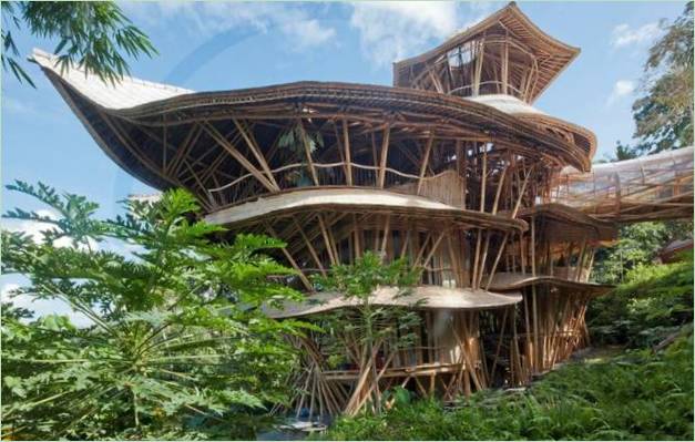 Grønn arkitektur: øko-hus laget av bambus